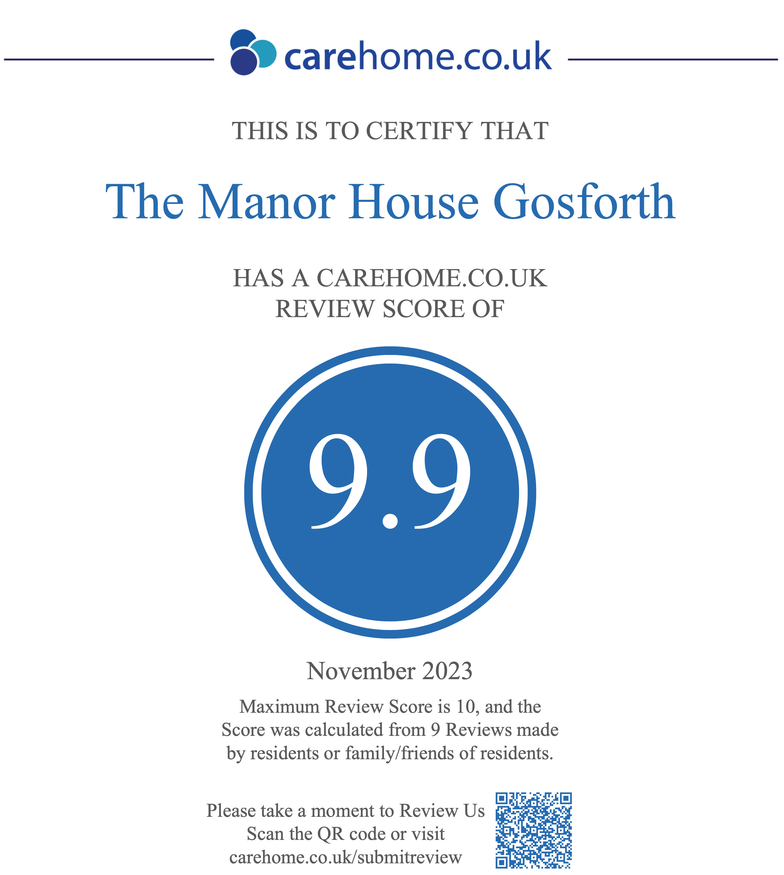 9.9 on carehome.co.uk